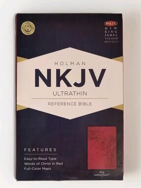 New Holman NKJV Ultrathin Floral Pink Reference Bible